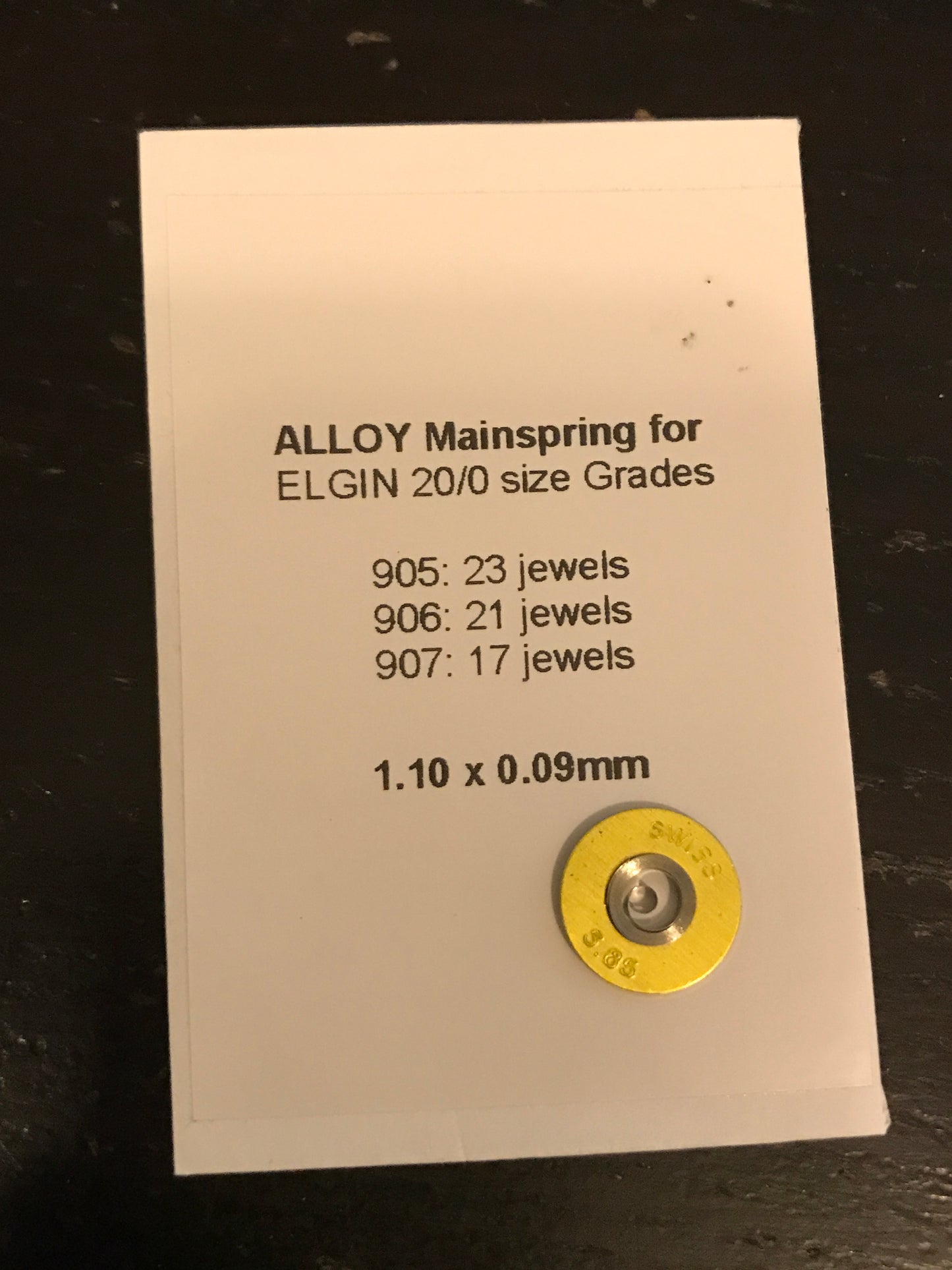 Alloy Mainspring for 20/0s Elgin Grade 905, 906, 907