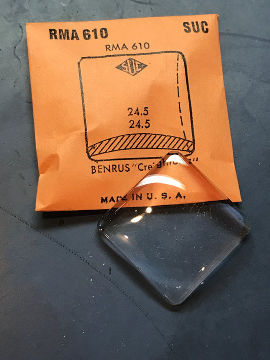 SUC Rocket Crystal RMA 610 for BENRUS Creighton Z - 24.5 x 24.5mm - New