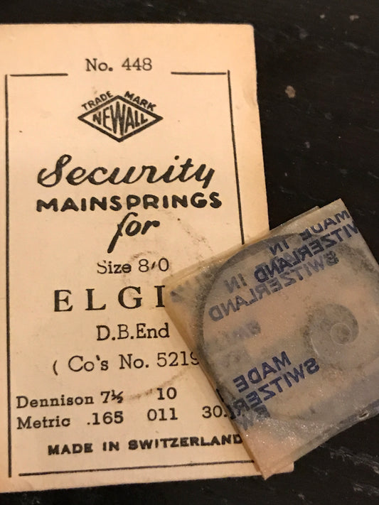 Newall Security Mainspring #448 for Elgin 8/0s Factory No. 5219 - Steel