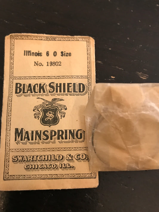 Swartchild Black Shield Mainspring for Illinois 6/0s #47365 - Steel