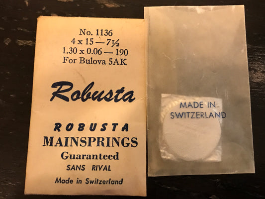 Robusta Mainspring No. 1136 for Bulova 5AK - Steel