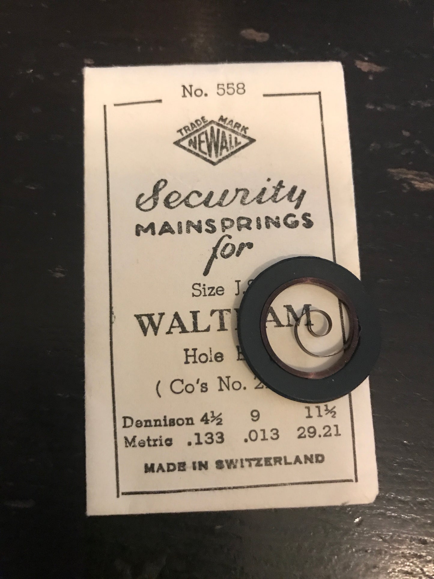 Newall SUPER Security Mainspring #558 for Waltham Jewel Series 6/0s No. 2235 - steel
