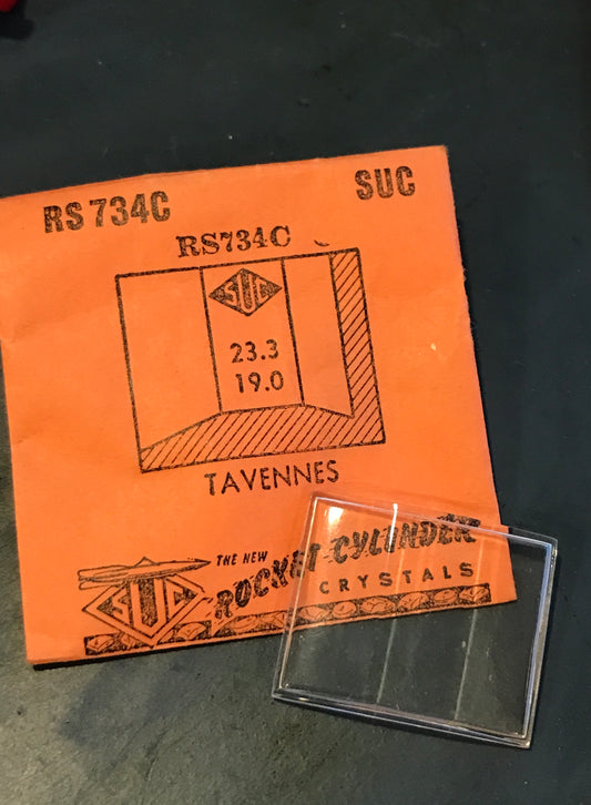 SUC Rocket Faceted Crystal RS 734C for TAVANNES 23.3 x 19.0mm - New
