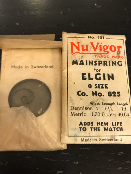 NuVigor Mainspring #101 for Elgin 0s No. 825 - Steel