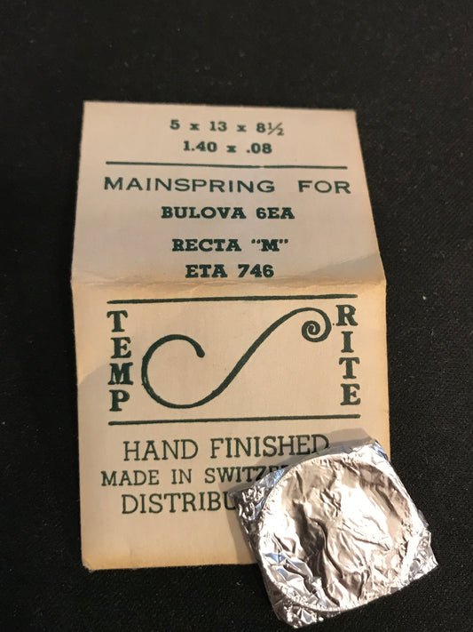 TEMP-RITE Mainspring for Bulova 6EA, ETA 746, Recta "M" - Steel