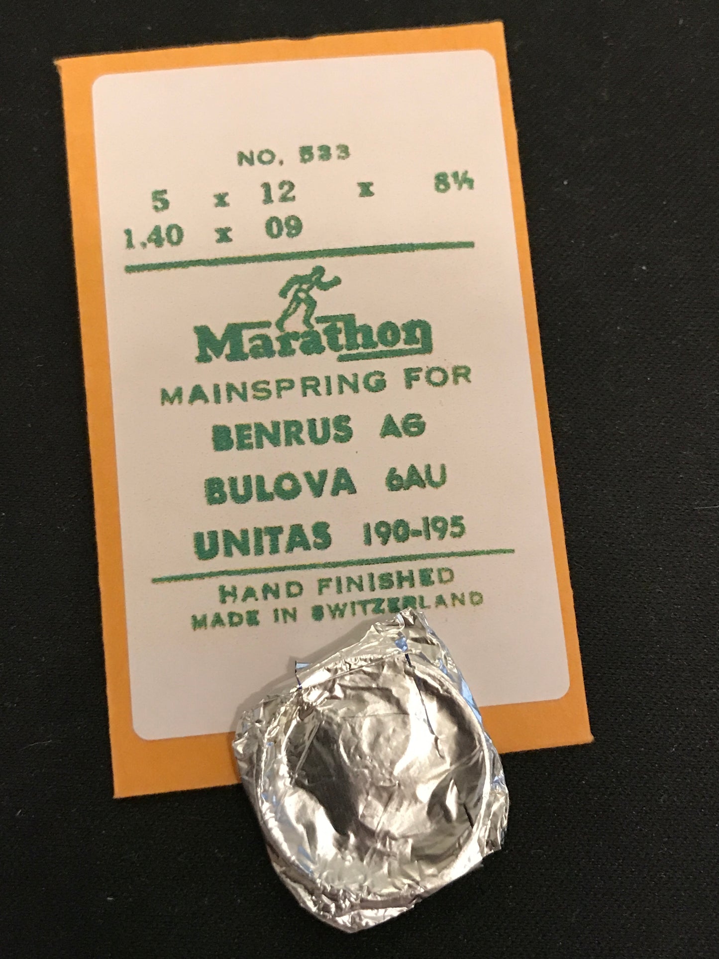 Marathon Mainspring No. 533 for Bulova 6AU, Benrus AG, Unitas 190, 195 - Steel