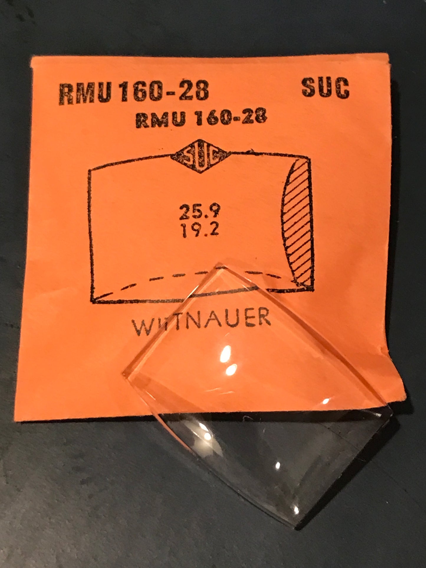 SUC Rocket Crystal RMU 160-28 for WITTNAUER - 25.9 x 19.2mm - New