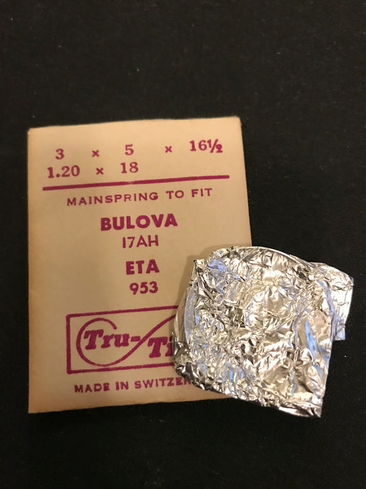 Tru-Time Mainspring for Bulova caliber 17AH, ETA 953 - Steel