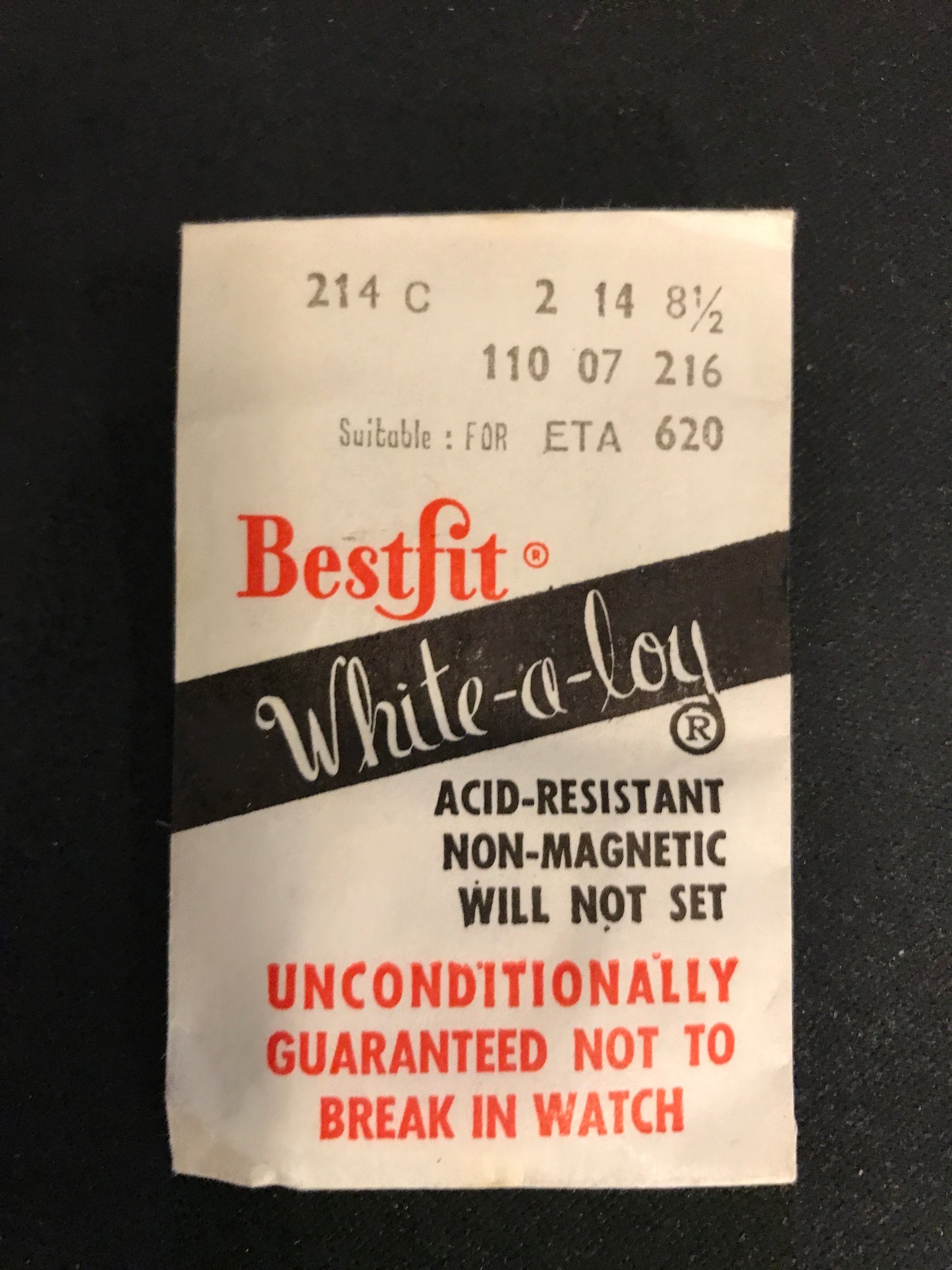 BESTFIT Mainspring 214C for ETA 620, Eterna 625 & Universal 1500 - Alloy