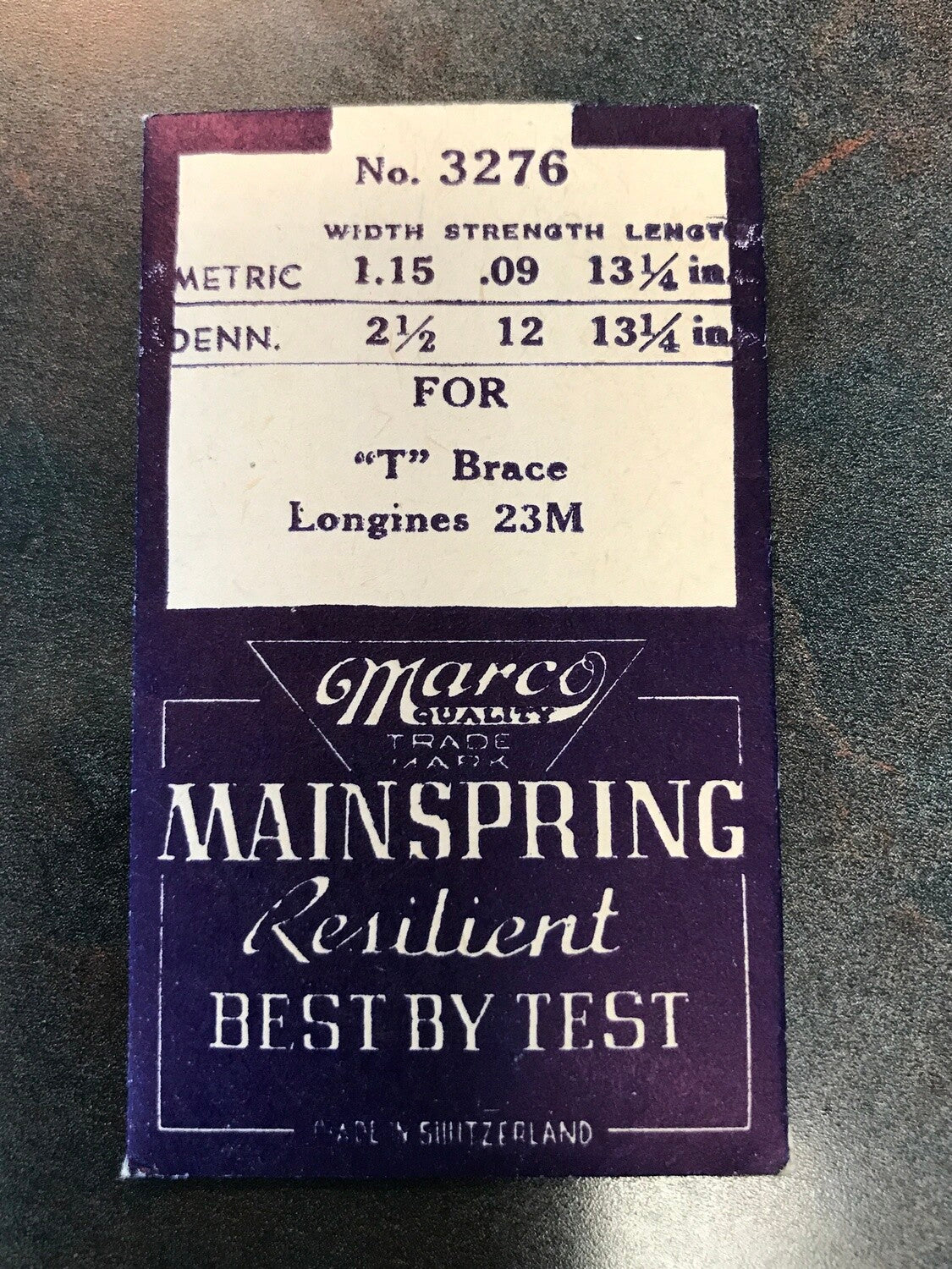 Marco Mainspring #3276 for Longines Caliber 23M - Steel