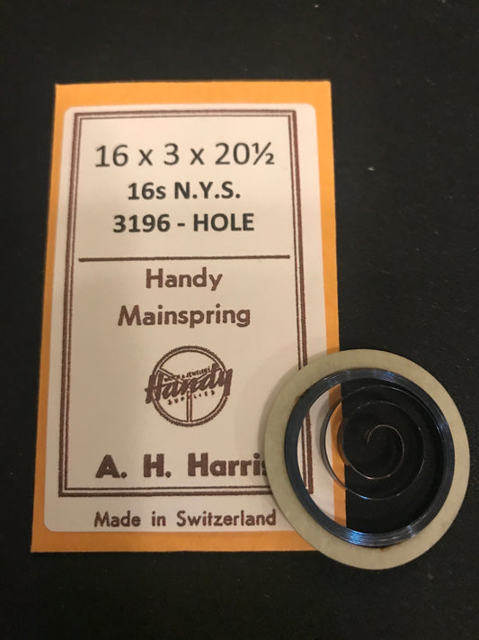A.H. Harris Handy Mainspring for N.Y. Standard 16s #3196 - Steel