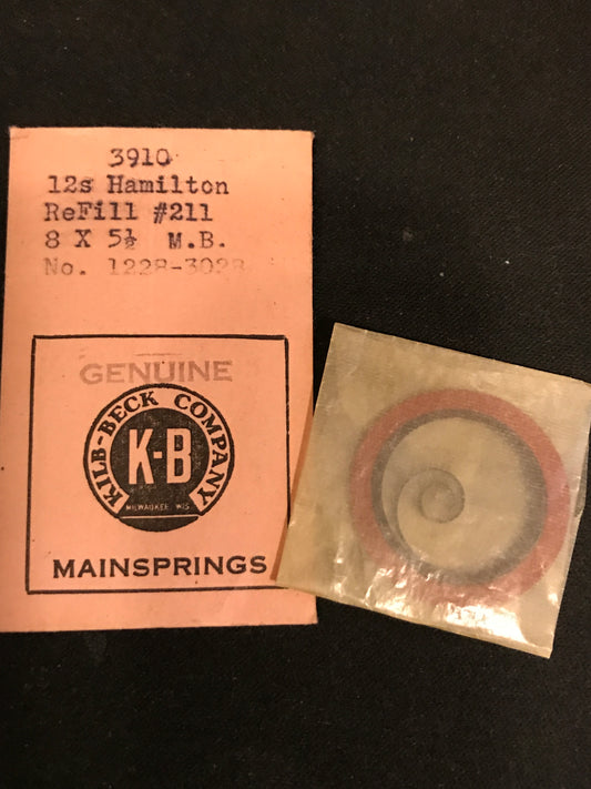 Kilb-Beck Mainspring #3910 for Hamilton 12s No. 1228 / 3028 - Steel