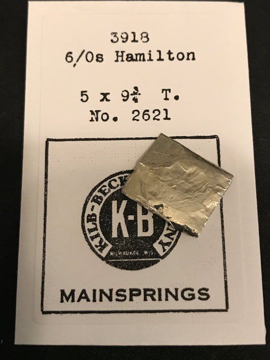 Kilb-Beck Mainspring #3918 for Hamilton 6/0s No. 2621 - Steel