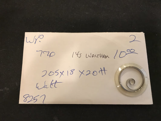 Alloy Mainspring for 14s Waltham No. 2214