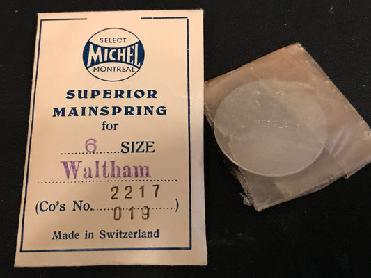 Michel Superior Mainspring Waltham 6s No. 2217 - Steel
