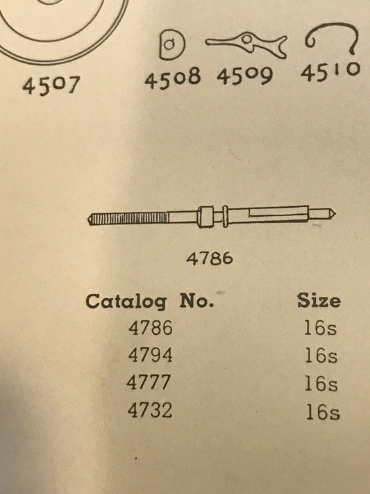 Waltham Factory 16s Model 1899/1908 Winding & Setting Arbor / Stem No. 4786