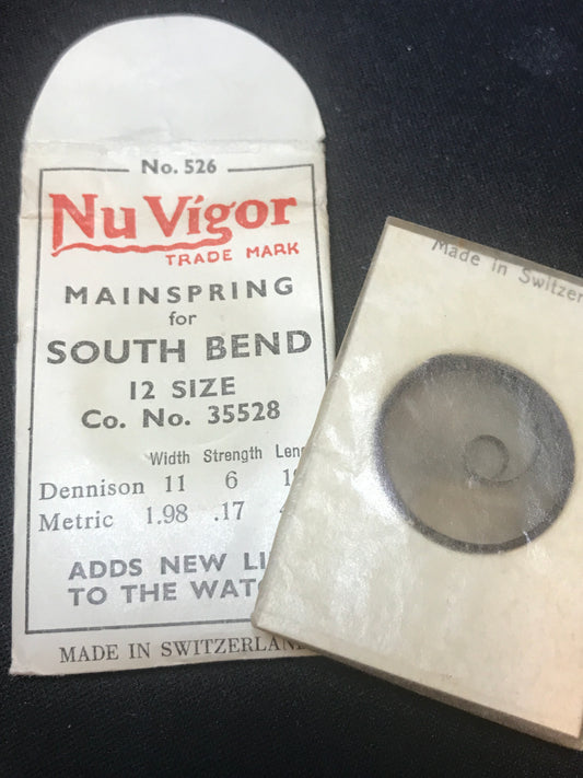 NuVigor Mainspring #526 for 12s South Bend No. 35528 - Steel