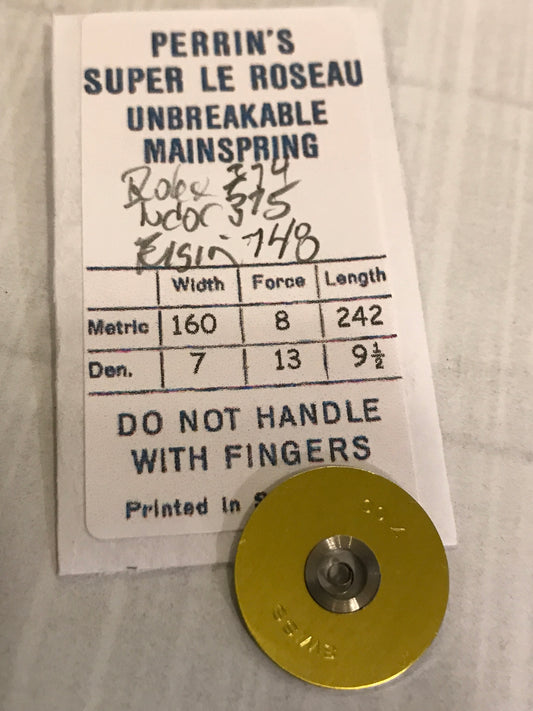 H. & W. Perrin Co. Mainspring for Rolex 374, Tudor 375, Elgin 748 - Alloy