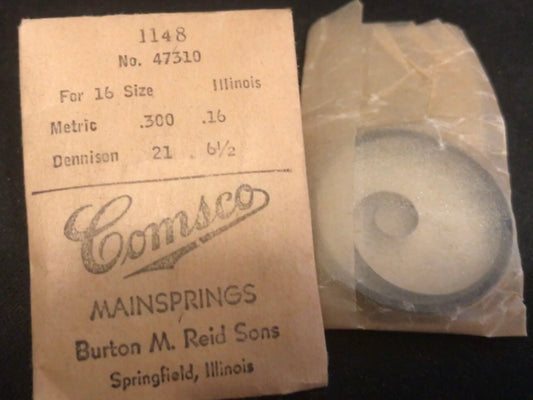Comsco Mainspring #1148 for Illinois 16s Factory No. 47310 - Steel