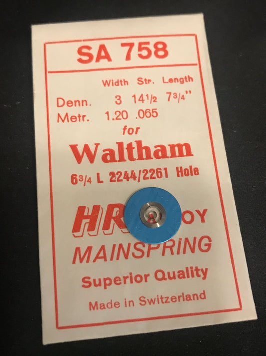 HR Mainspring SA758 for Waltham 6¾ Ligne Model 670 #2244 / 2261 - Alloy