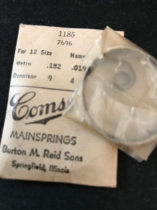 Comsco Mainspring #1185 for 12s Hampden Factory #7696 - Steel