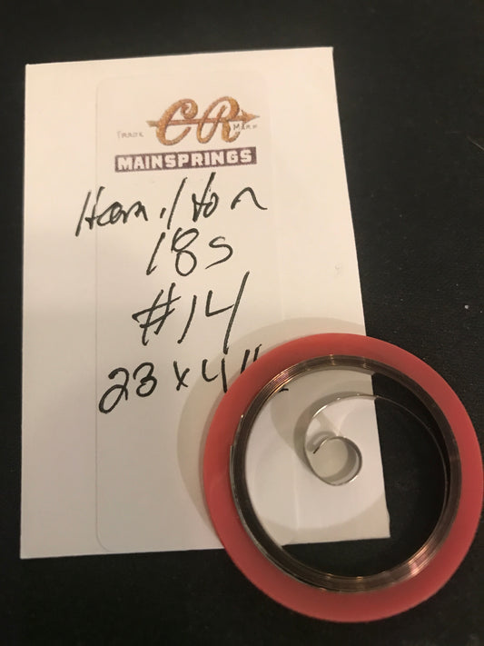 CR Mainspring - Hamilton 18s Factory No. 14 - Steel