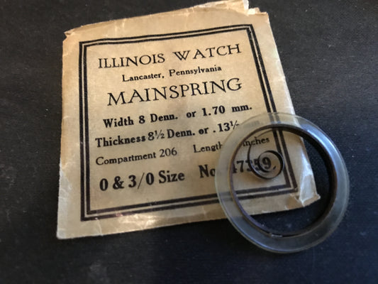 Illinois Factory Mainspring for 0s & 3/0s Models No 47359 - Steel