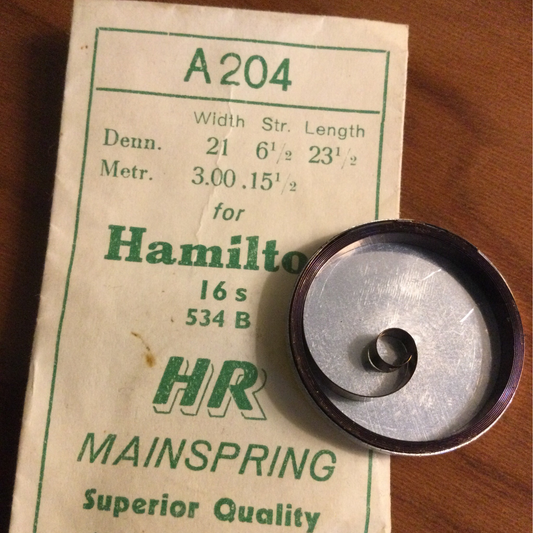 HR Mainspring A204 for Hamilton 16s Factory No. 534B - Steel