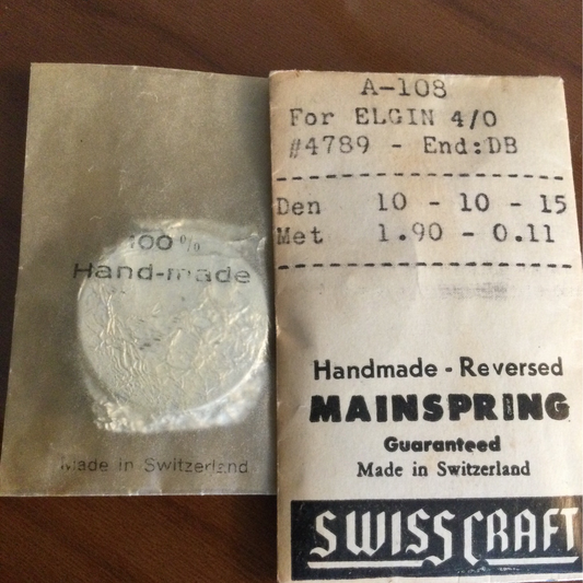 Swisscraft Mainspring A-108 for 4/0s Elgin No. 4789 - Steel