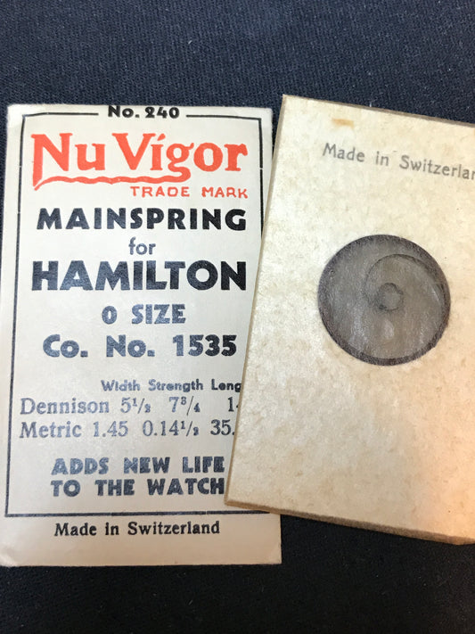 NuVigor Mainspring #240 for Hamilton 0s Factory No. 1535 - Steel