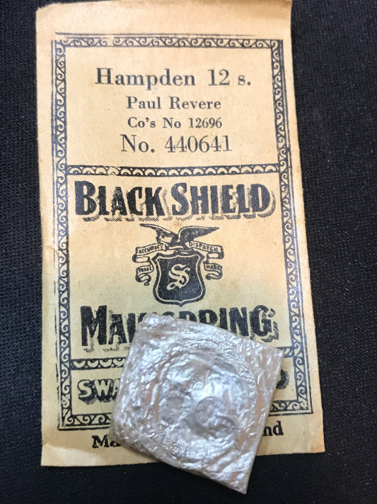 Swartchild Black Shield Mainspring for 12s Hampden No. 12696 - Steel