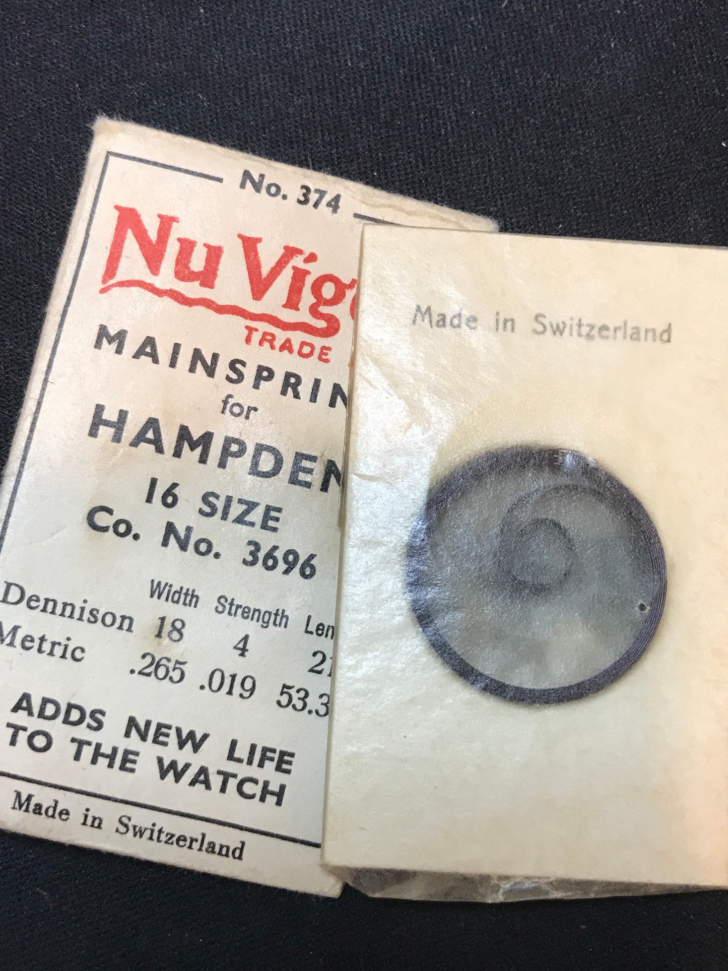 NuVigor Mainspring #374 for 16s Hampden No. 3696 - Steel
