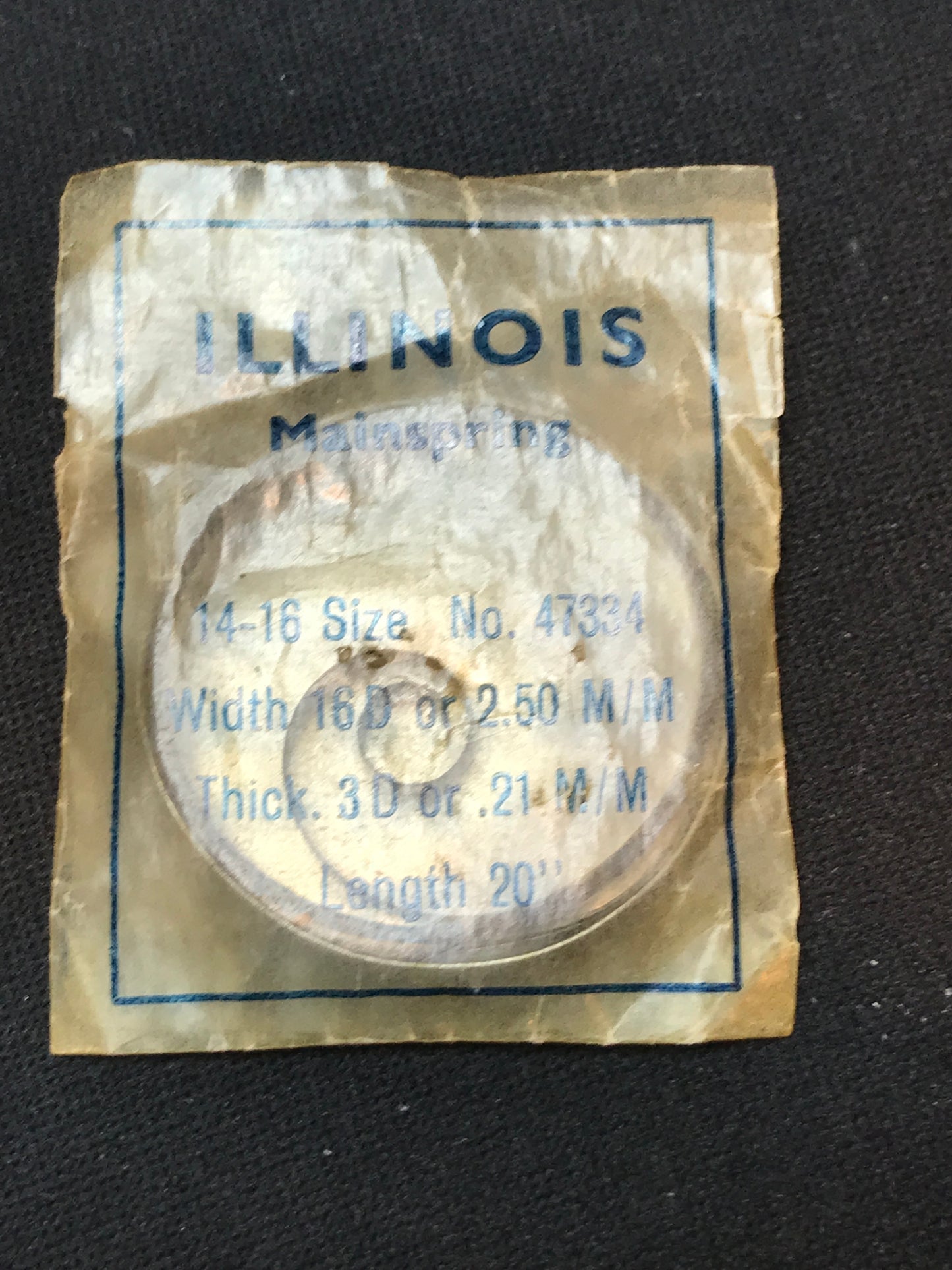Illinois Factory Mainspring No. 47334 for 16s movements - Steel