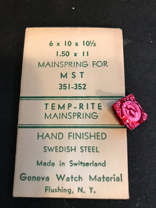 TEMP-RITE Mainspring for MST 351, 351 - Steel