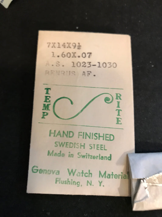 TEMP-RITE Mainspring for AS 1023, 1030 & Benrus AF - Steel