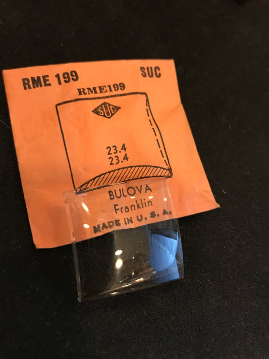SUC Rocket Crystal RME 199 for Bulova Franklin - 23.4 x 23.4mm - New