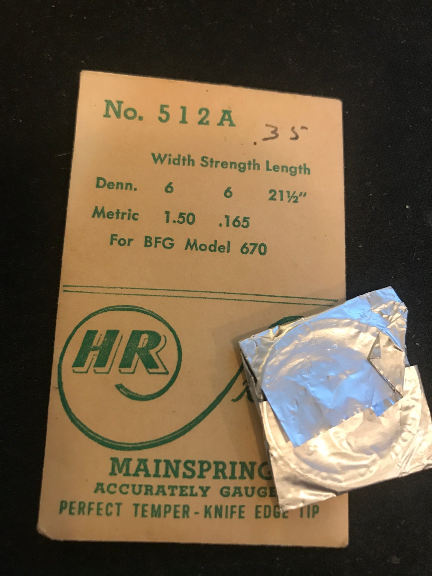 HR Mainspring #512A for BFG caliber 670 Pin Lever Movement - Steel