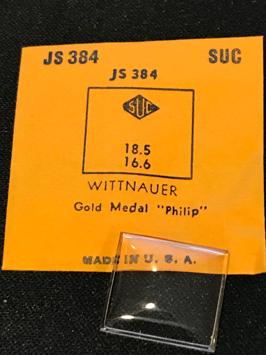 SUC Crystal JS 384 for Wittnauer Gold Model Philip - 18.5 x 16.6mm - New