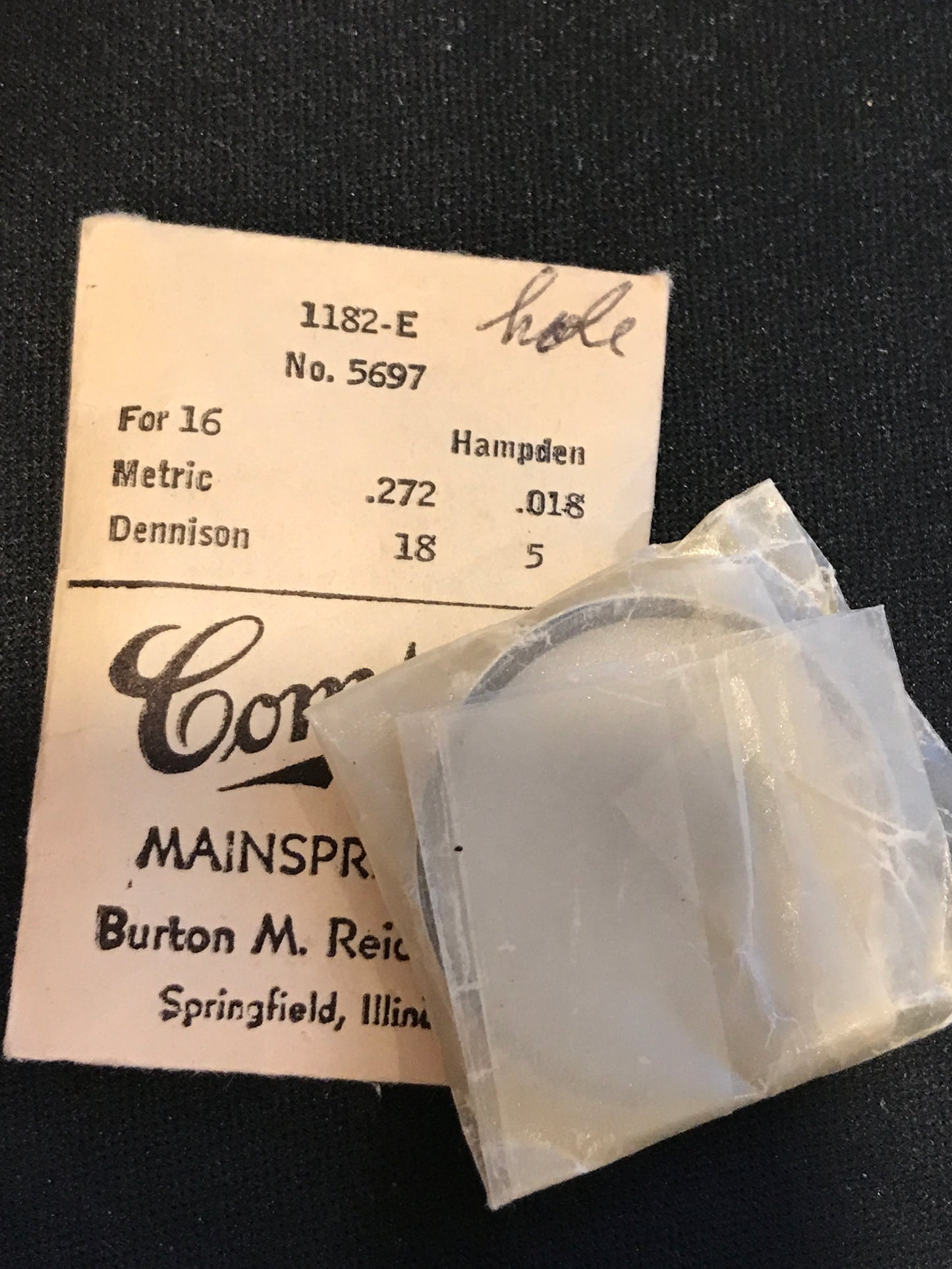 Comsco Mainspring #1182E for 16s Hampden Factory No. 5696 - Steel
