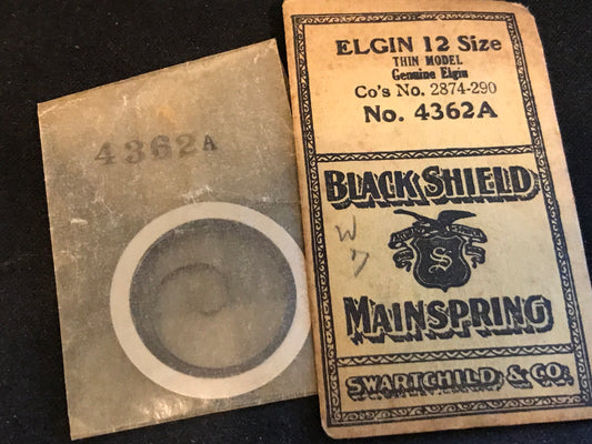 Swartchild Black Shield Mainspring for Elgin 12s #2874 - Steel