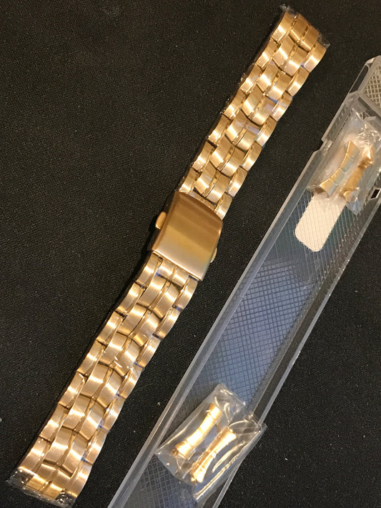 Alpine 18 & 20mm Mens Solid Metal Link Band w/ Curved Ends P/N Y592 - New in Package