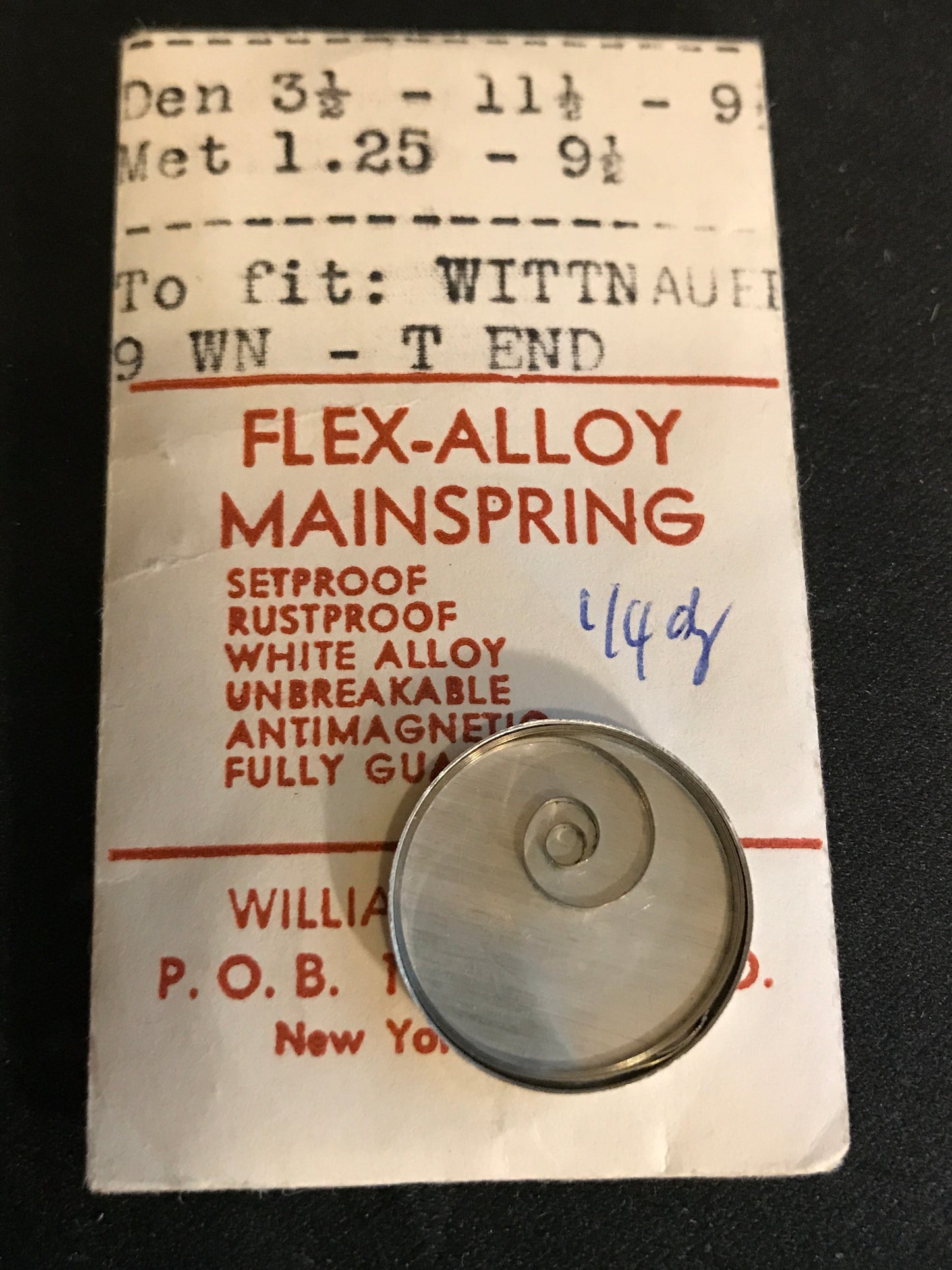 Flex-Alloy Mainspring for Wittnauer 9WN - Alloy