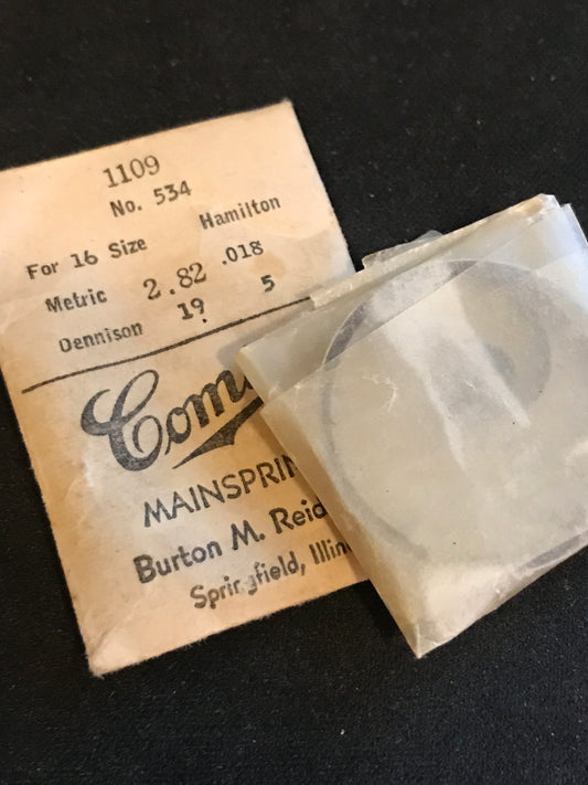 Comsco Mainspring #1109 for Hamilton 16s Factory No. 534 - Steel