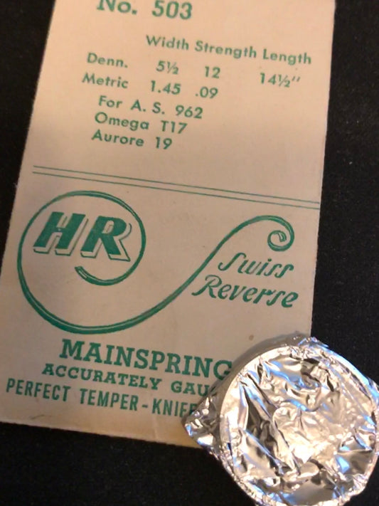 HR Mainspring #503 for Omega T17, Aurore 19, AS 962 - Steel