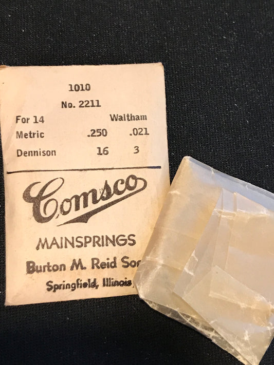 Comsco Mainspring #1010 for 14s Waltham Model 1884 Factory No. 2211 - Steel