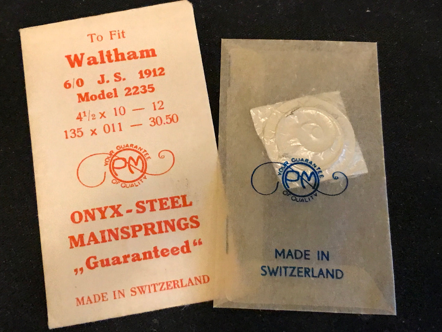 PM Mainspring for Waltham 6/0s Jewel Series No. 2235 - ONYX Steel