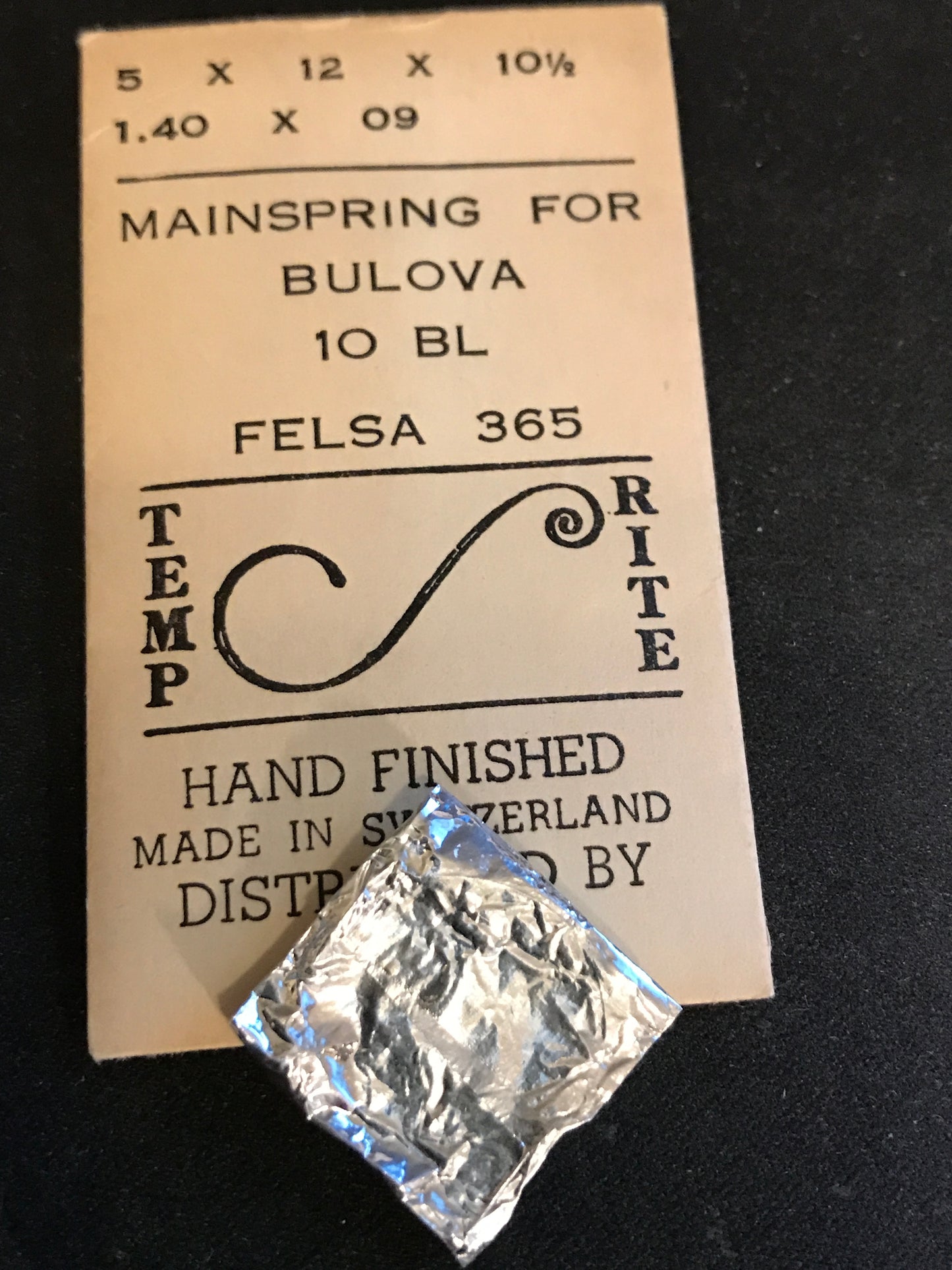 Temp-Rite Mainspring for Bulova 10BL, 10ZL, Felsa 335, 336 - Steel