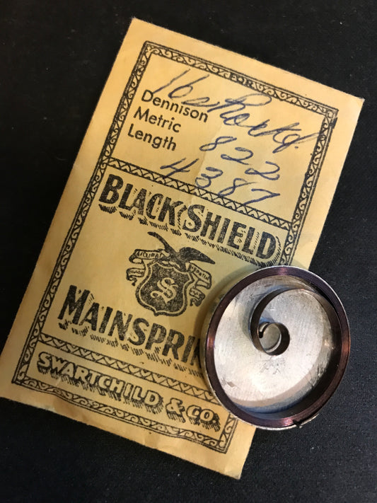 Swartchild Black Shield Mainspring for 16s Rockford No. 822 - Steel