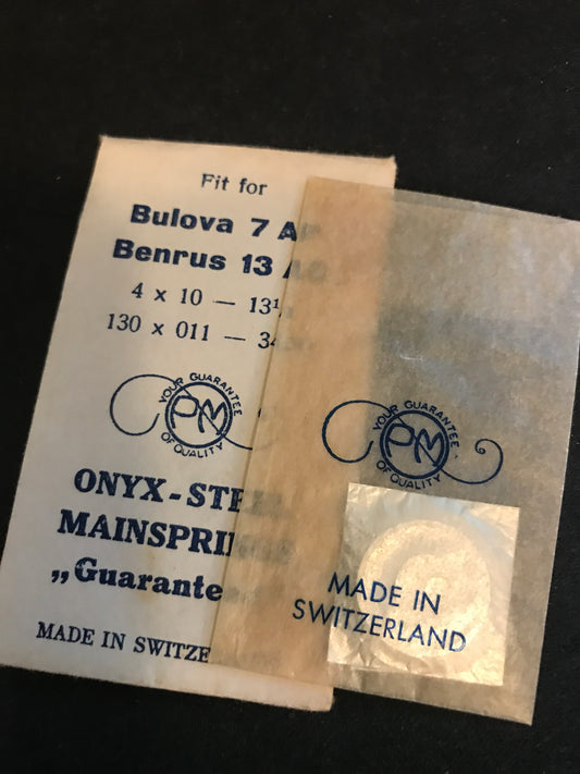 PM Mainspring for Bulova caliber 7AP, Benrus caliber 13AC - ONYX Steel