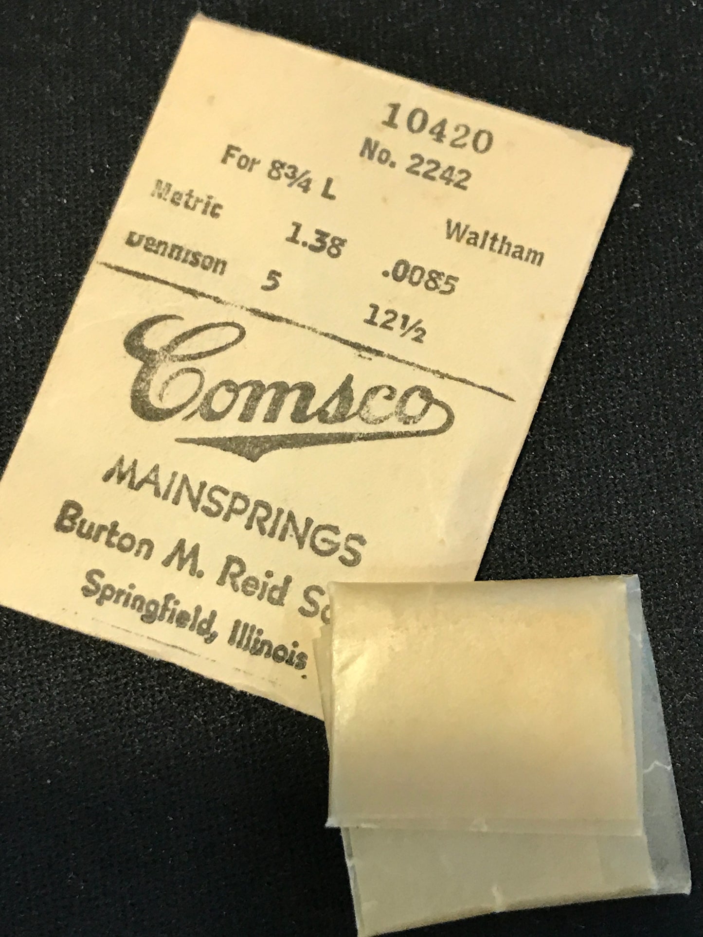 Comsco Mainspring #10420 for Waltham 8¾ ligne Model 870 No. 2242 - Steel
